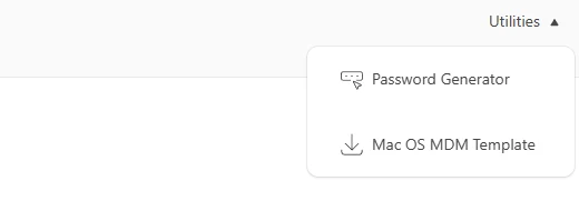 Menú Utilities: Password Generator y Mac OS MDM Template