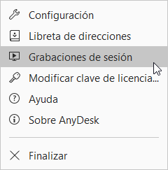 Captura de pantalla de Grabaciones de sesión