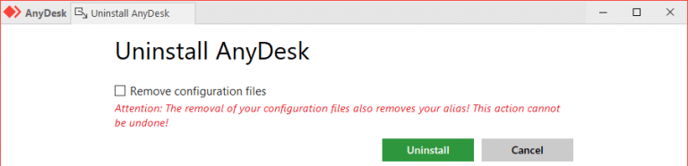 Cuadro de diálogo de desinstalación de AnyDesk