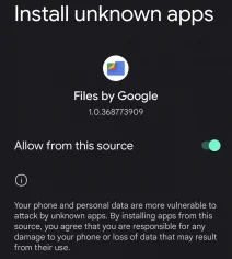 Permitido desconocido de Android