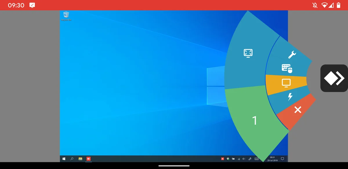 Menu de sesion de AnyDesk en Android