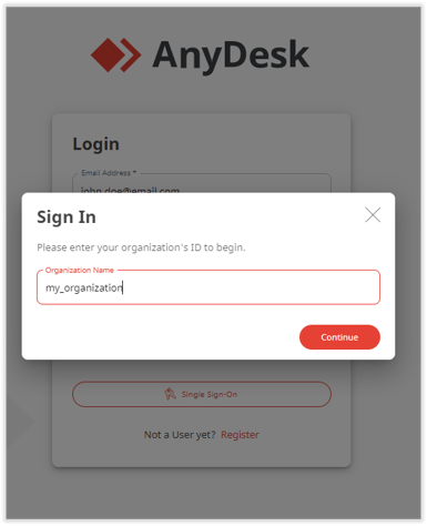 inicia sesión SSO en my.anydesk