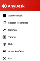 Menú de AnyDesk para Android