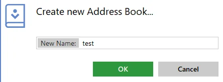 Cuadro para crear nueva libreta de direcciones