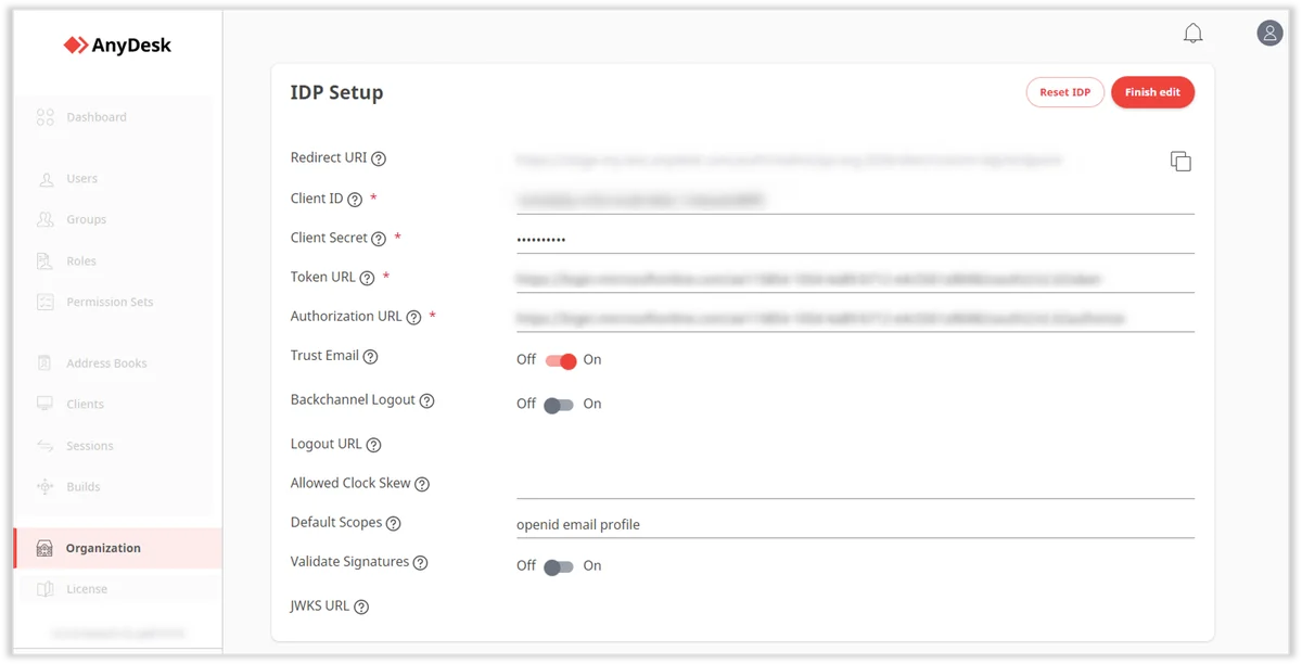 Configuración de IDP