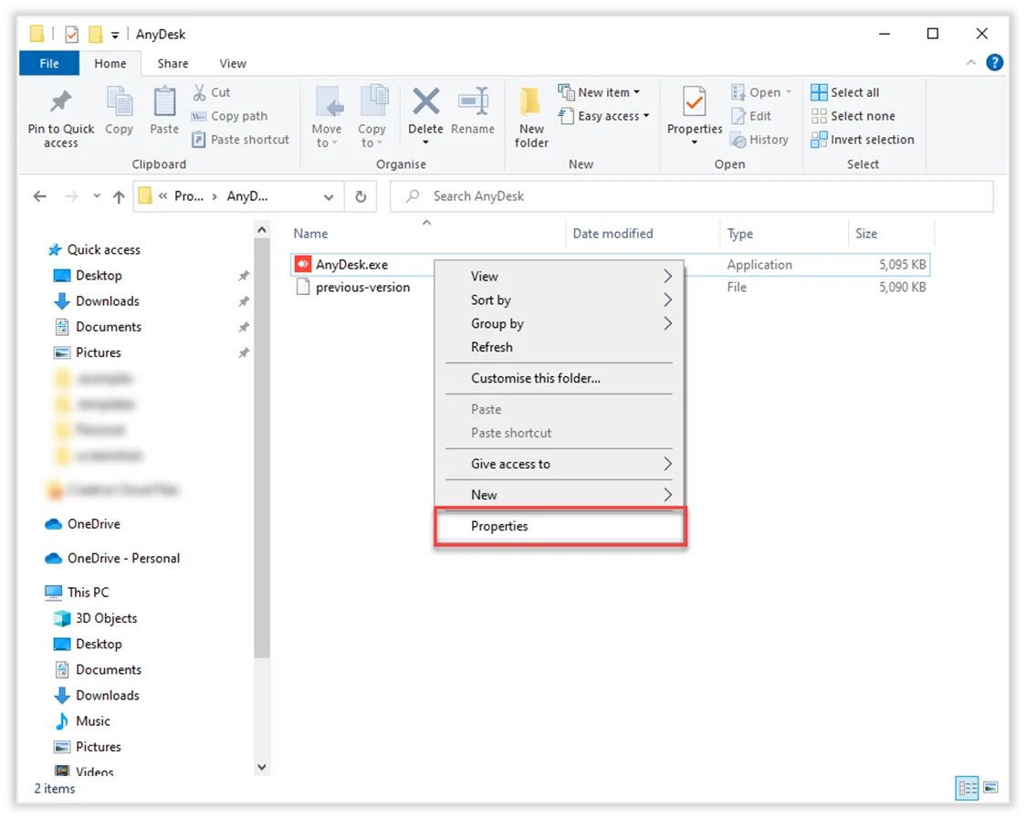Propiedades de AnyDesk.exe