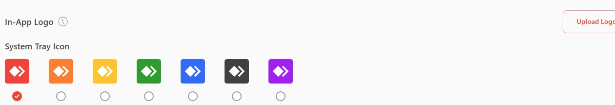 In-App Logo y opciones de color del System Tray Icon