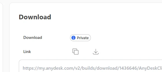 Campo Link con URL de descarga y acciones