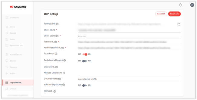 Configuración de IDP