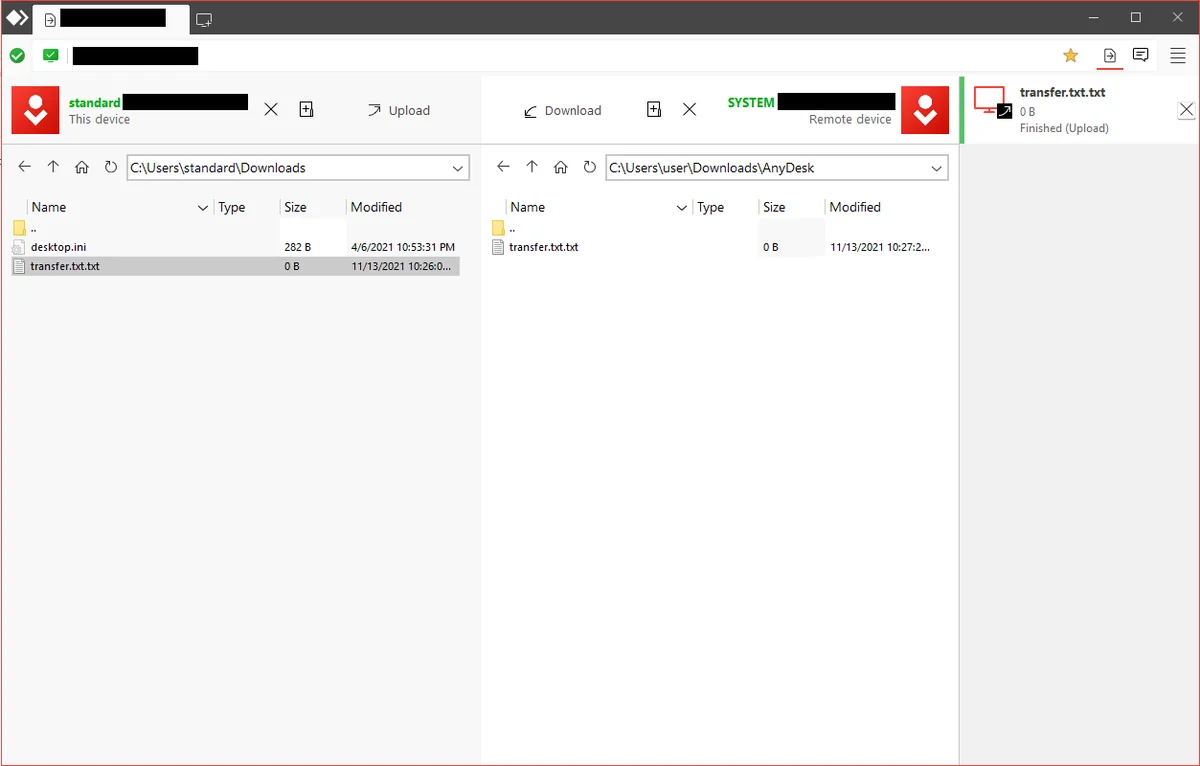 Gestor de archivos de AnyDesk